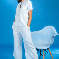 Blue New & You Blue Cotton Shirt - Pyjama Set