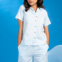 Blue New & You Blue Cotton Shirt - Pyjama Set