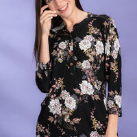 Candra Black Modal Long Top - Pyjama Set