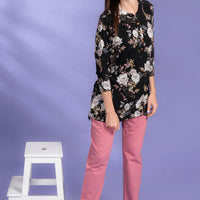 Candra Black Modal Long Top - Pyjama Set