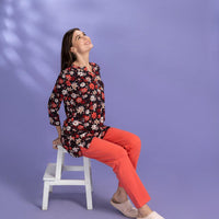 Armara Blue Modal Long Top - Pyjama Set