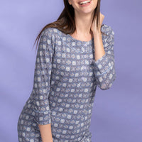Chika Blue Modal Long Top Pyjama Set