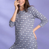 Chika Blue Modal Long Top Pyjama Set