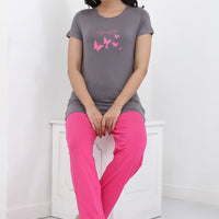 Agate Knitted cotton Grey T-Shirt - Pyjama set