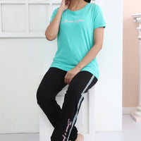 Iris Knitted cotton Mint T-Shirt - Pyjama set
