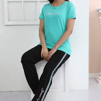 Iris Knitted cotton Mint T-Shirt - Pyjama set