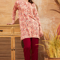 Day Rouge Modal Maroon Long Top - Pyjama Set