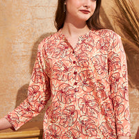 Day Rouge Modal Maroon Long Top - Pyjama Set