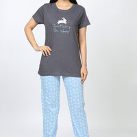 Misty blues Knitted cotton Grey T-Shirt - Pyjama set