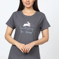 Misty blues Knitted cotton Grey T-Shirt - Pyjama set