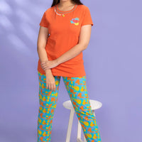 Blithe Knitted Cotton Brown T-Shirt Pyjama Set