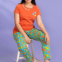 Blithe Knitted Cotton Brown T-Shirt Pyjama Set