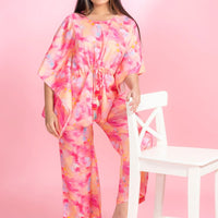 Champagne & Roses Pink Rayon Kaftan - Pyjama