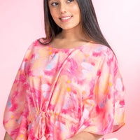 Champagne & Roses Pink Rayon Kaftan - Pyjama