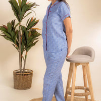 Blue Ray Blue Rayon Shirt Pyjama Set