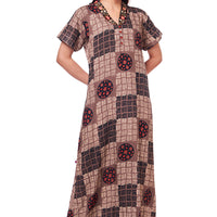 Calla Lily Rayon Brown Long Nighty