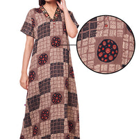 Calla Lily Rayon Brown Long Nighty