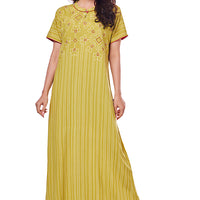 Gazania Rayon Olive Long Nighty