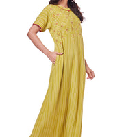 Gazania Rayon Olive Long Nighty