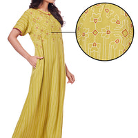 Gazania Rayon Olive Long Nighty