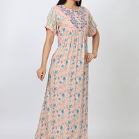 Amaryllis Rayon Coral Long Nighty
