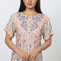 Amaryllis Rayon Coral Long Nighty