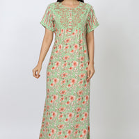 Pansy Rayon Green Long Nighty