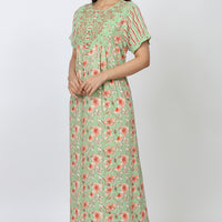 Pansy Rayon Green Long Nighty