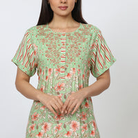 Pansy Rayon Green Long Nighty