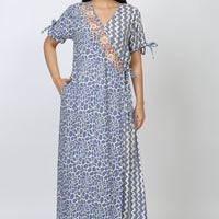 Silver Iris Rayon Blue Long Nighty