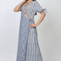 Silver Iris Rayon Blue Long Nighty