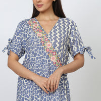 Silver Iris Rayon Blue Long Nighty