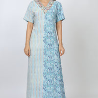 Lobelia Rayon Blue Long Nighty