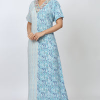 Lobelia Rayon Blue Long Nighty