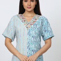 Lobelia Rayon Blue Long Nighty