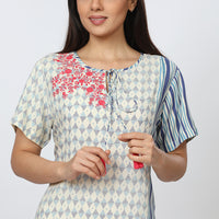 Columbine Rayon White Long Nighty