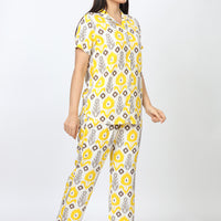 Maize Rayon Yellow Shirt - Pyjama Set