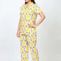 Maize Rayon Yellow Shirt - Pyjama Set