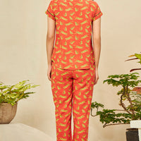 Wild Jam Rayon Red Shirt - Pyjama Set