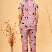 Salmon Rayon Pink Shirt - Pyjama Set
