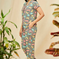 Ashenzy Rayon Grey Shirt - Pyjama Set