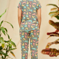 Ashenzy Rayon Grey Shirt - Pyjama Set