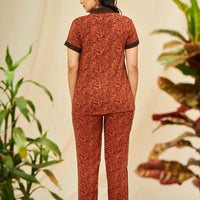 coco mousse Rayon Brown Shirt - Pyjama set