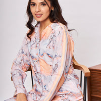 Celosia Rayon Peach Shirt - Pyjama Set