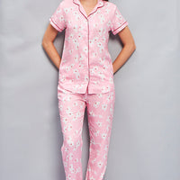 Blush Key Rayon Pink Shirt - Pyjama Set