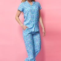 Blue Essence Rayon Blue Shirt - Pyjama Set
