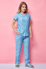 Blue Essence Rayon Blue Shirt - Pyjama Set