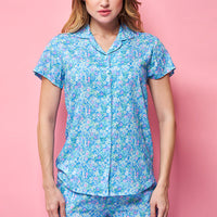 Blue Essence Rayon Blue Shirt - Pyjama Set