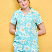Easy Daisy Rayon Blue Shirt - Pyjama Set