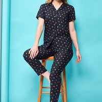 Black Baby Rayon Black Shirt - Pyjama Set